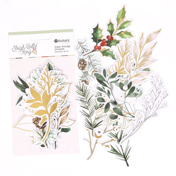 ROSIE'S STUDIO Sleigh Bells Ring | Clear Foliage Stickers
