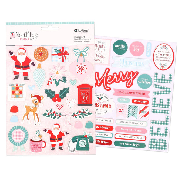 ROSIE'S STUDIO North Pole Post | Chipboard Embellishments