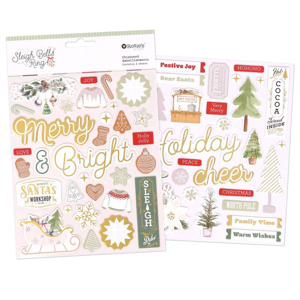 ROSIE'S STUDIO Sleigh Bells Ring | Chipboard Embellishments