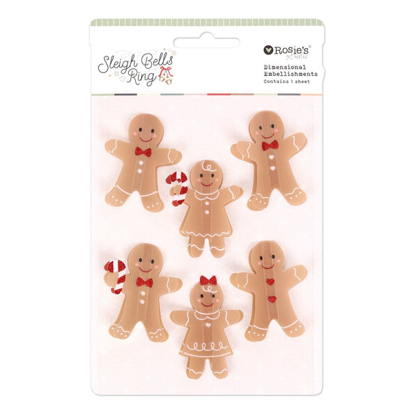 ROSIE'S STUDIO Sleigh Bells Ring | Dimensional Embellishments | Gingerbread
