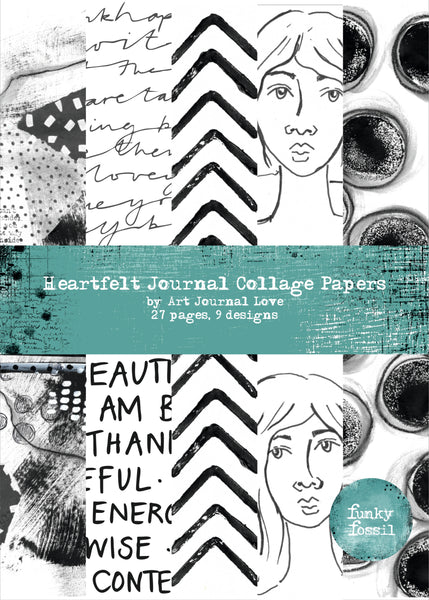 FUNKY FOSSIL Heartfelt Journal Collage Papers | A4