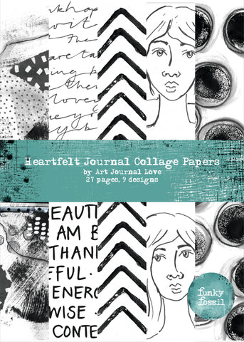 FUNKY FOSSIL Heartfelt Journal Collage Papers | A4