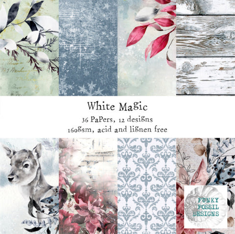 FUNKY FOSSIL Paper Pack | White Magic | 8x8