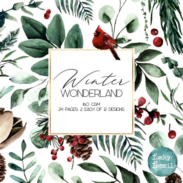 FUNKY FOSSIL Paper Pack | Winter Wonderland | 8x8