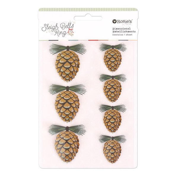 ROSIE'S STUDIO Sleigh Bells Ring | Dimensional Embellishments | Pinecones