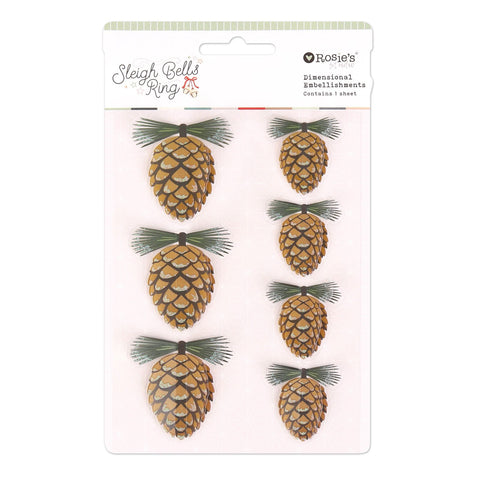 ROSIE'S STUDIO Sleigh Bells Ring | Dimensional Embellishments | Pinecones