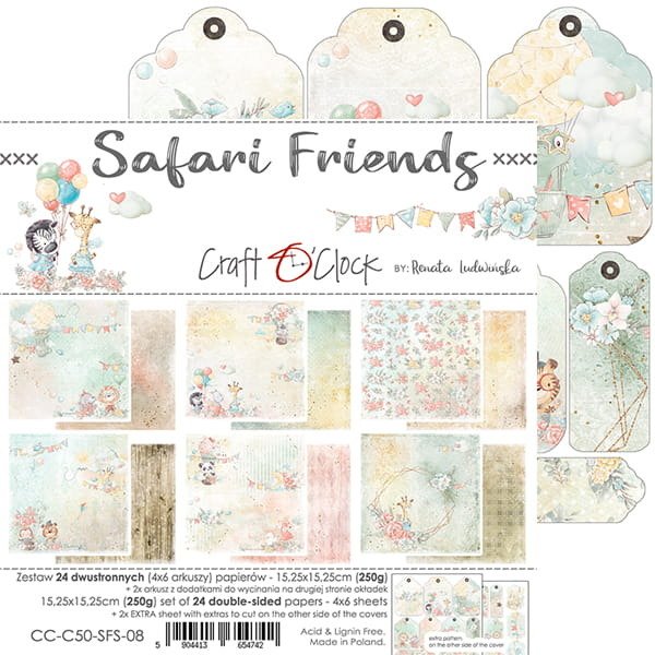 CRAFT O'CLOCK  Safari Friends | Paper Pack | 6x6