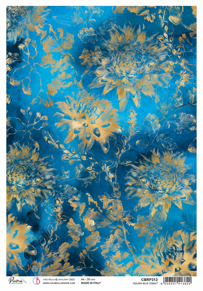 CIAO BELLA Rice Paper | Golden Blue Cobalt | A4