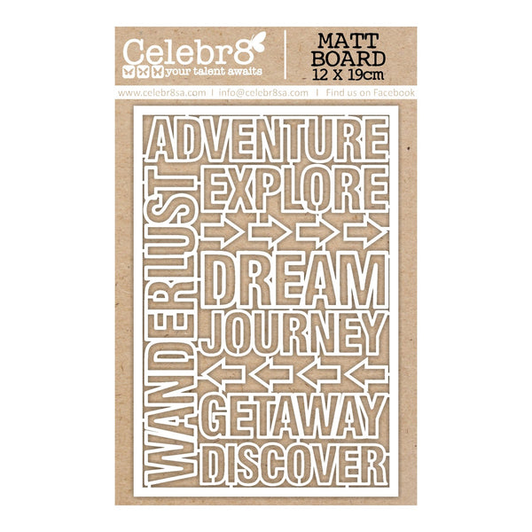 CELEBR8 Chasing Adventure| Matt Board Equi | Mini Titles | Chipboard Titles
