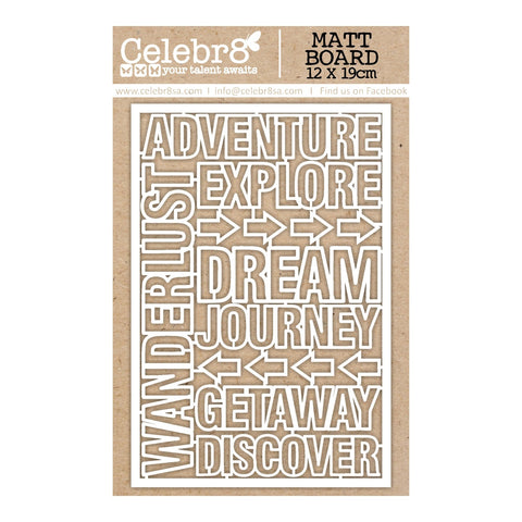 CELEBR8 Chasing Adventure| Matt Board Equi | Mini Titles | Chipboard Titles