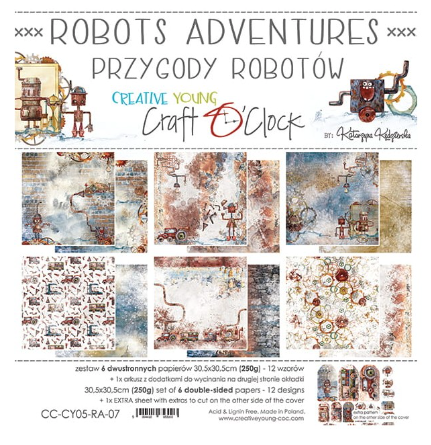 CRAFT O'CLOCK Robots Adventures | Paper Pack | 12 x 12