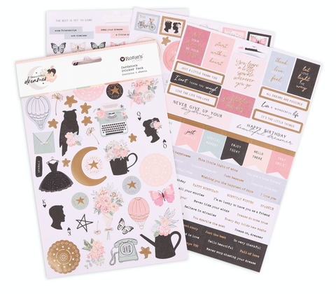 ROSIE'S STUDIO Beautiful Dreamer | Cardstock Sticker Pack | 4 sheets