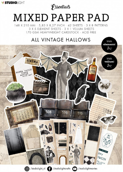 STUDIOLIGHT Essentials | Mixed Paper Pad | All Vintage Hallows | A5