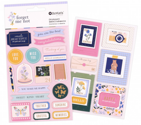 ROSIE'S STUDIO Forget Me Not | Chipboard Embellishments