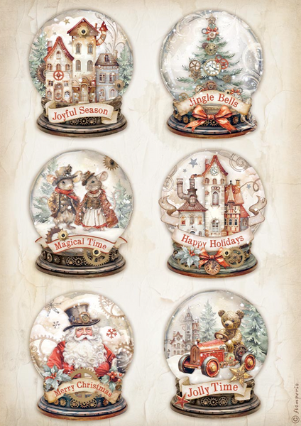 STAMPERIA Gear Up For Christmas | Rice Paper | Snow Globes