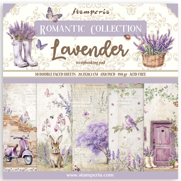 STAMPERIA Lavender |  Paper Pad | 8x8