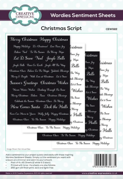 CREATIVE EXPRESSIONS Wordies Sentiment Sheets | Christmas Script