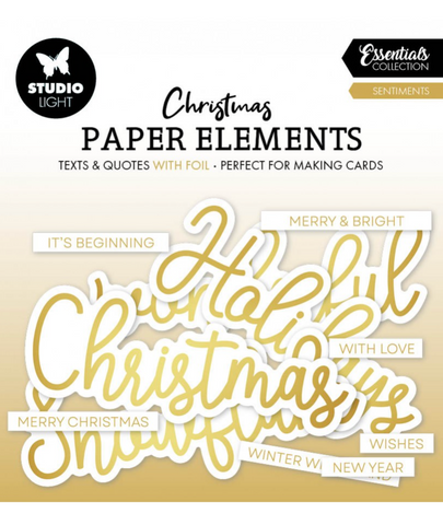 STUDIOLIGHT Christmas Paper Elements | Essentials Collection | Sentiments | Gold