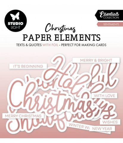 STUDIOLIGHT Christmas Paper Elements | Essentials Collection | Sentiments | Rose Gold