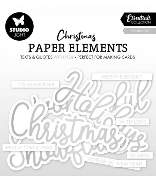 STUDIOLIGHT Christmas Paper Elements | Essentials Collection | Sentiments | Silver