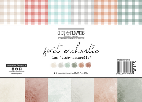 CHOU&FLOWERS Forêt Enchantée | Paper Pack A4 | Vichy-Aquarelle