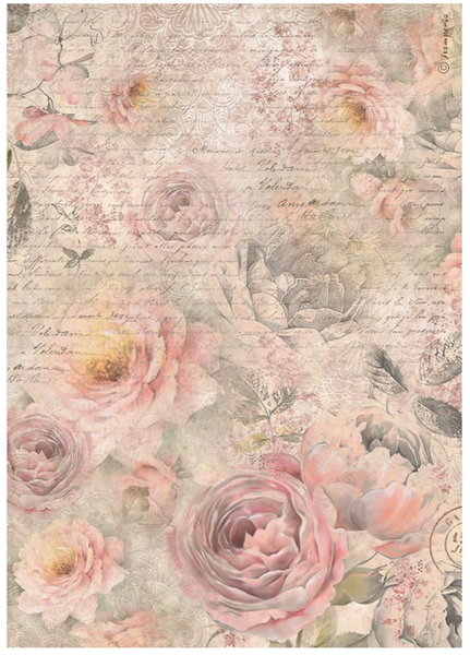 STAMPERIA Shabby Roses | Rice Paper | Roses Pattern