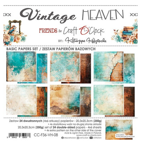 CRAFT O'CLOCK Vintage Heaven | Basic Paper Pack | 8x8