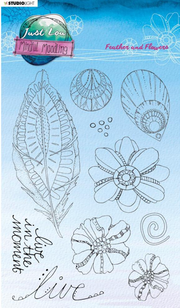 STUDIOLIGHT Stamp | Just Lou | Mindful Moodling | Feather & Flowers