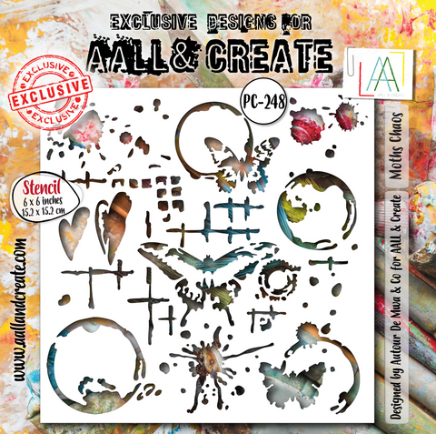 AALL & CREATE Stencil | PC-248 | Moths Chaos