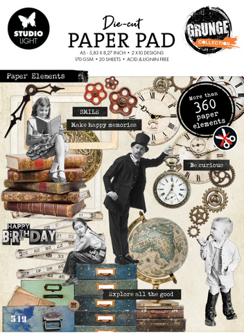 STUDIOLIGHT Die-Cut Paper Pad | Grunge Collection | Paper Elements