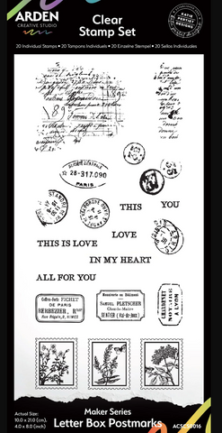 ARDEN CREATIVE STUDIO Clear Stamp Set | Maker Series | Letter Box Postmarks