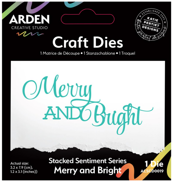 ARDEN CREATIVE STUDIO Craft Dies | Stacked Sentiment Series | Merry and Bright