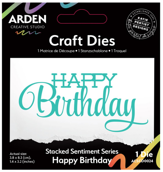 ARDEN CREATIVE STUDIO Craft Dies | Stacked Sentiment Series | Happy Birthday
