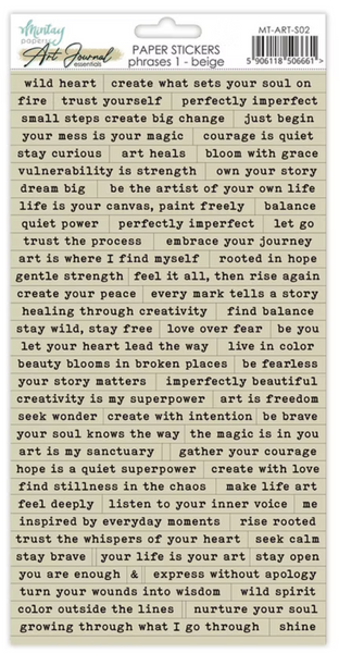 MINTAY Art Journal Essentials | Paper Stickers | Phrase 1 | Beige