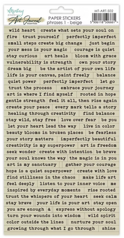 MINTAY Art Journal Essentials | Paper Stickers | Phrase 1 | Beige