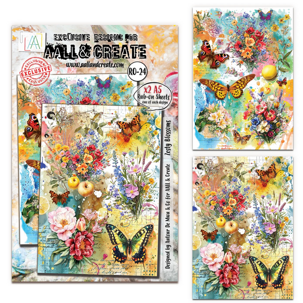 AALL & CREATE RUB-ON SHEETS | RO-24 | Zesty Blossoms