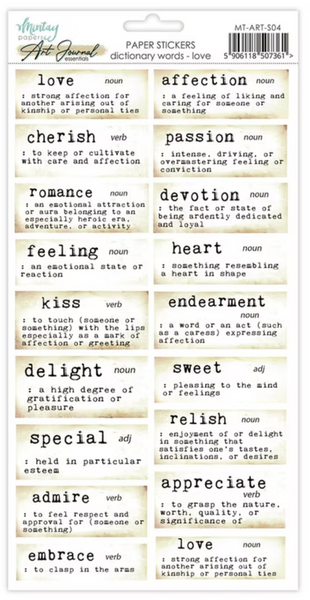 MINTAY Art Journal Essentials | Paper Stickers | Dictionary Words | Love