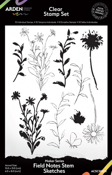 ARDEN CREATIVE STUDIO Clear Stamp Set | Maker Series | Field Notes Stem Sketches