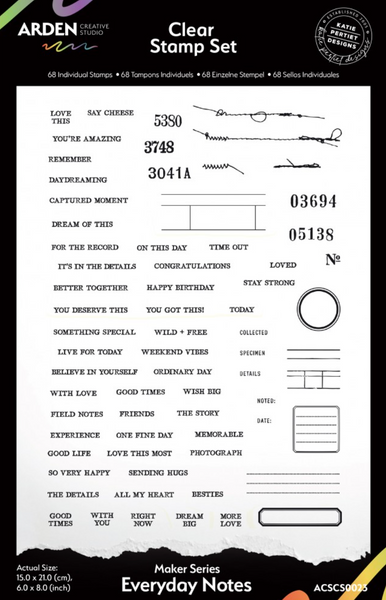 ARDEN CREATIVE STUDIO Clear Stamp Set | Maker Series | Everyday Notes