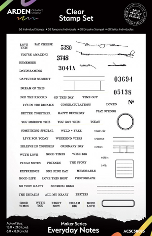 ARDEN CREATIVE STUDIO Clear Stamp Set | Maker Series | Everyday Notes