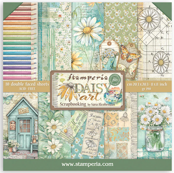 STAMPERIA Daisy Art | 8x8 Paper Pad