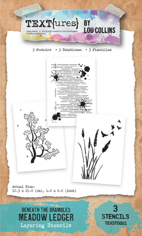 TEXT{ures} by Lou Collins | Beneath The Brambles | Meadow Ledger | Layering Stencils