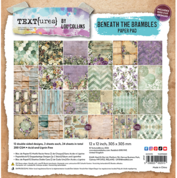 TEXT{ures} by Lou Collins | Beneath The Brambles | 12x12 Paper Pad