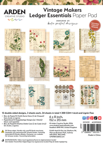 ARDEN CREATIVE STUDIO Vintage Makers LEDGER Essentials | Paper Pad | 6x8