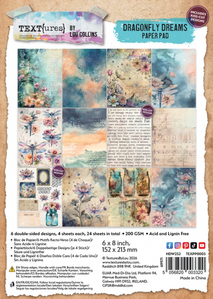 TEXT{ures} by Lou Collins | Dragonfly Dreams | 6x8 Paper Pad