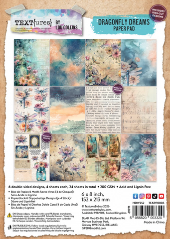 TEXT{ures} by Lou Collins | Dragonfly Dreams | 6x8 Paper Pad