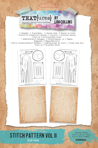 TEXT{ures} by Lou Collins | Stitch Patterns Vol II | Rub-Ons