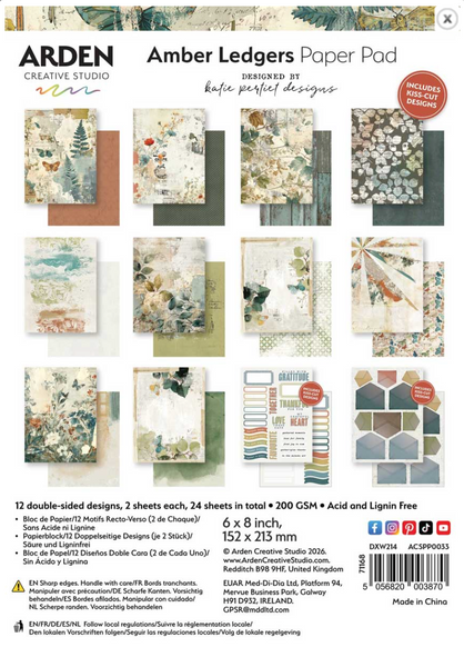ARDEN CREATIVE STUDIO Amber Ledgers | Paper Pad | 6x8
