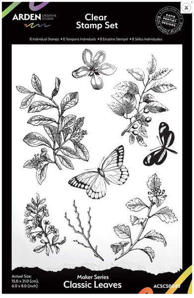 ARDEN CREATIVE STUDIO Clear Stamp Set | Maker Series | Classic Leaves
