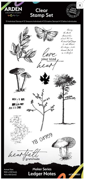 ARDEN CREATIVE STUDIO Clear Stamp Set | Maker Series | Ledger Notes